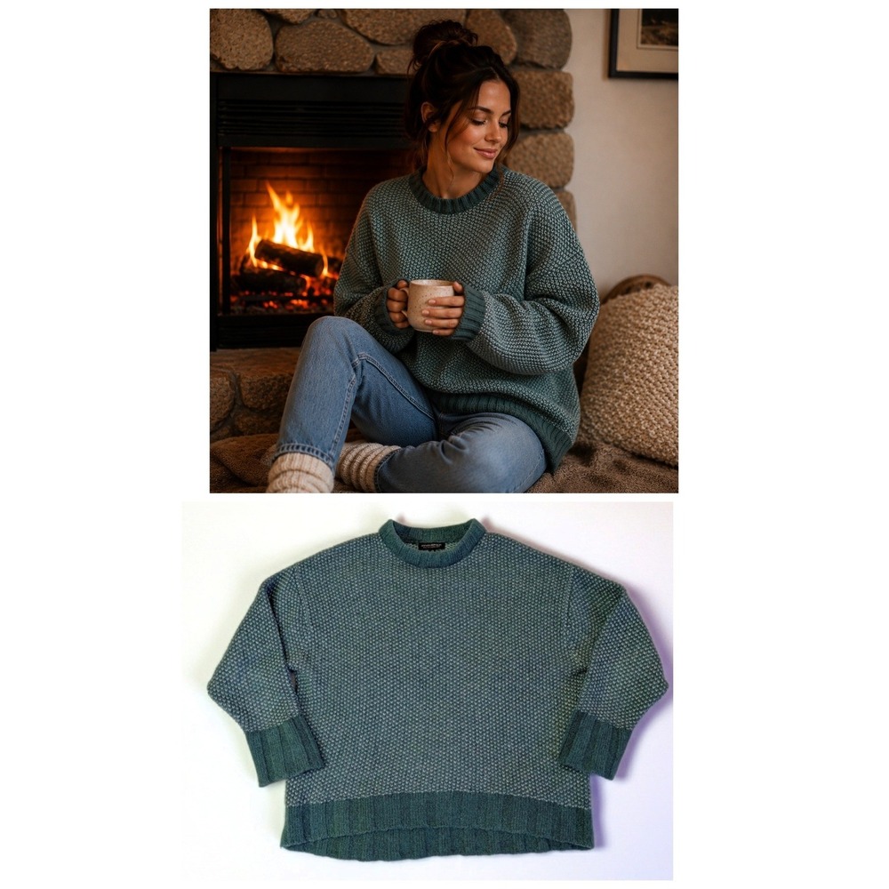 Luxury Italian Yarn, Cozy Oversized Banana Republic teal women's sweater small
